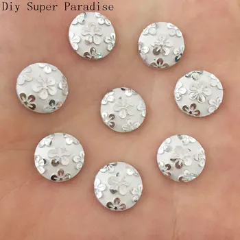 

Hot DIY 400pcs 12mm Resin Round Flatback Flower Stone Children Scrapbook Crafts Silver F156*10