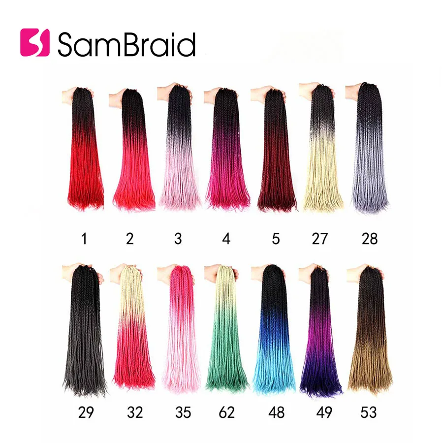 SAMBRAID Ombre Сенегальские вьющиеся волосы для наращивания косичек синтетические волосы доступны вязание крючком плетение волос для женщин 30 корней/упаковка