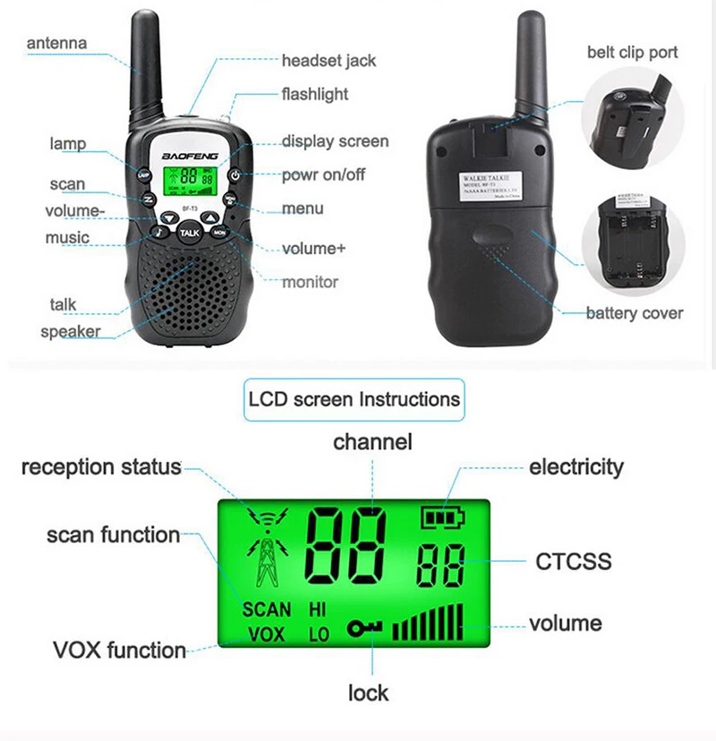 Мини рация Baofeng детская с УВЧ 462 5625 467 7250 МГц 22 канала до 3 км|walkie talkie kids|talkie kidsnew baofeng |