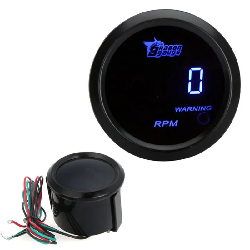 Likebuying Digital Tachometer Tach Gauge for Auto Car 52mm 2in LCD 0