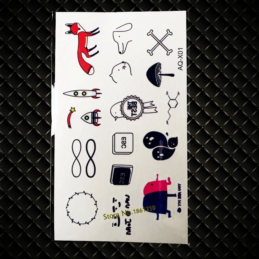

Cartoon Temporary Tattoo Stickers Women Kids Dog Birds Medal Fox Waterproof Tattoo Paste Hands Legs Arm Tatoo