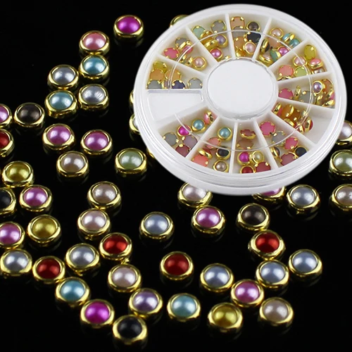 Colorful 5mm Alloy Nail Art Glitter Rhinestone Pearl Studs Stickers DIY Decoration Tool 5VT4 7GYV | Красота и здоровье