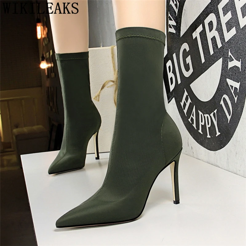 

sexy boots heels green shoes for women ankle boots for women bigtree shoes stiletto black boots shoes woman bayan bot ayakkabi
