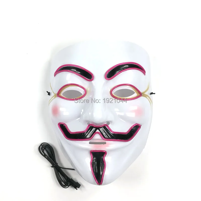 

EL Wire Glowing Mask, Halloween Decoration, Festival Party Supplies, Wholesale Product, Rave Custom Mask, 20 Pcs