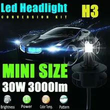 Новый 2x H3 12 В 24 В 30 Вт 3000Lm Led Лампа Фары Фары Комплект 6000 К Белого Света Высокой Мощности Лампы для Замены Ксеноновые Галогенные Противотуманные Фары