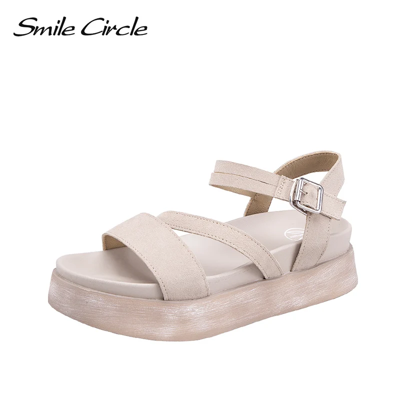 

Smile Circle 2019 Summer Sandals Women Flat platform shoes outdoor Beach Fashion Open Toes Roman style Ladies shoes