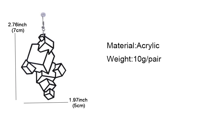 Новая мода, стереоскопические квадратные геометрические полые серьги для женщин, винтажные акриловые серьги с кубическим пространственным пересечением E19034