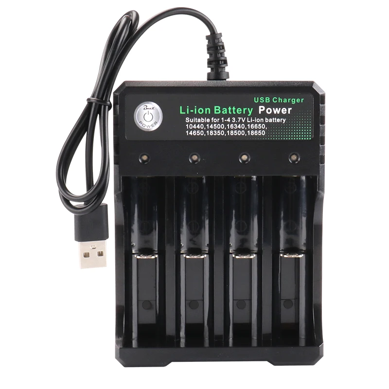 

3.7V 18650 Smart Charger USB 4 Slots LED Intelligent Battery Charger For Li-ion 14500/16340/16650/14650/18350/18500 Battery