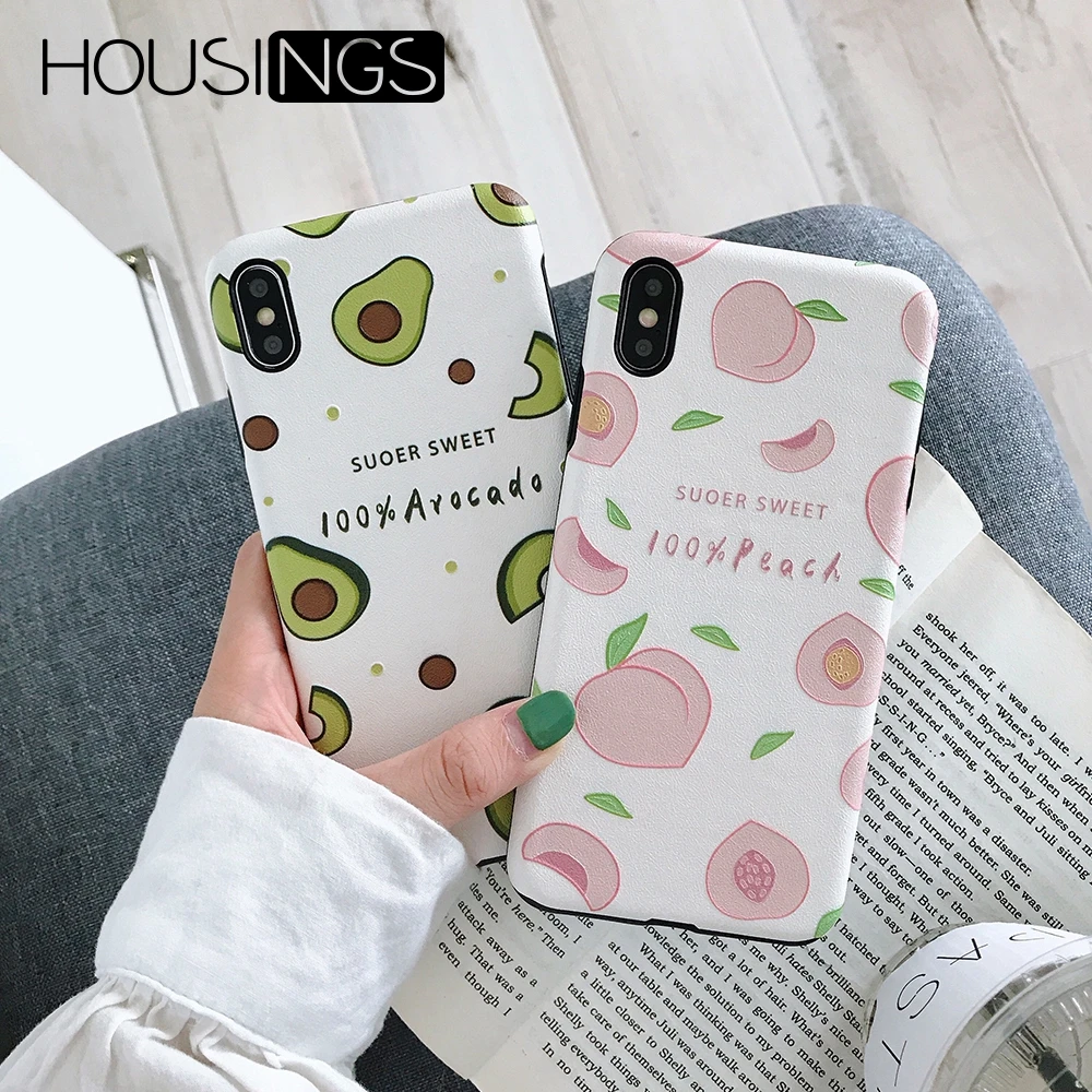 

Cute Avocado Peach Case For iPhone 7 8 Plus XR Summer Fruits 6 6s Plus Funny Soft Silicone For iphone X Xs Max Lovely Capa Case