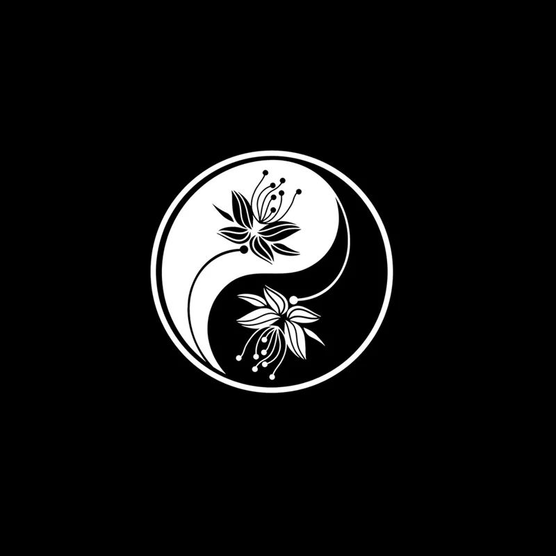QYPF 17 8 см * красивый цветок Yin Yang Виниловая наклейка для автомобиля мотоцикла