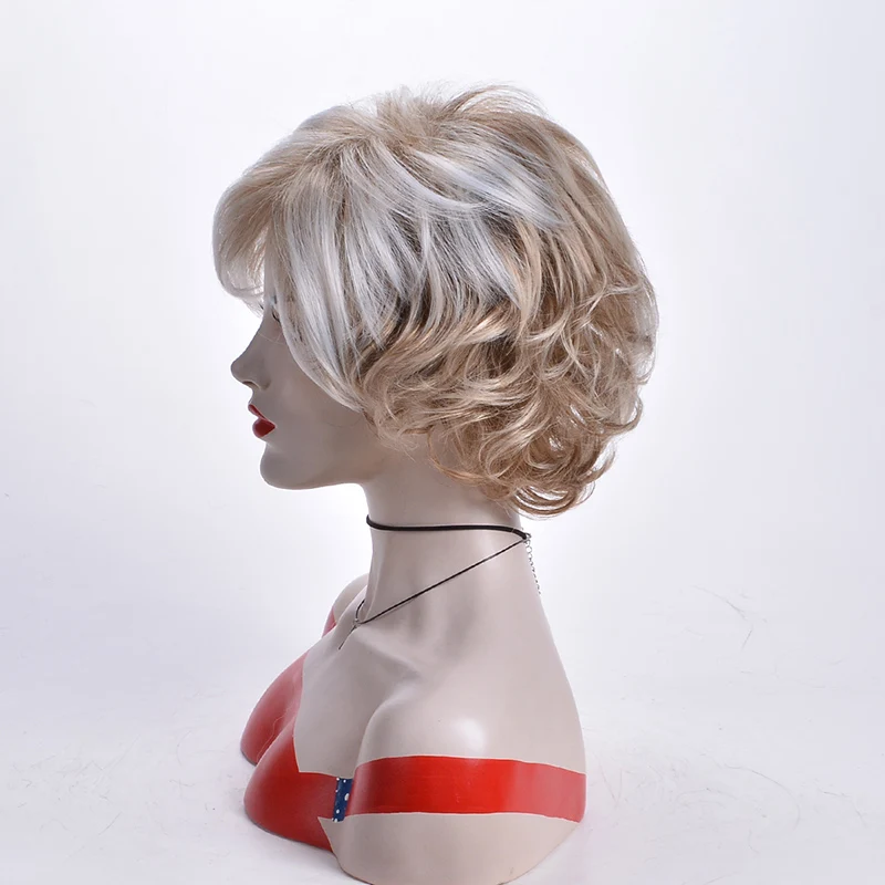 MSIWIGS свободные волнистые синтетические Омбре парики для женщин короткий светловолосый парик афро-американский женский высокотемпературный волоконный белый волос
