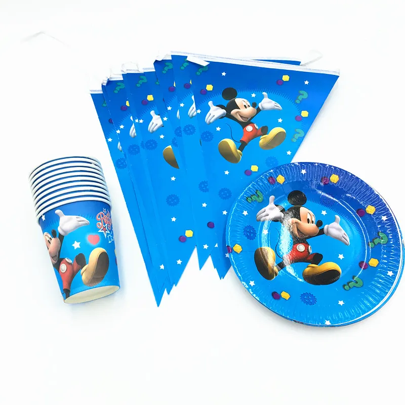 21PCS/LOT MICKEY PLATES MICKEY CUPS KIDS BIRTHDAY PARTY FAVORS HAPPY