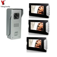 YobangSecurity 7″ TFT Color LCD Display Video Door Phone Visual Intercom Doorbell 1-camera 3-monitor Hands Free IR Night Vision