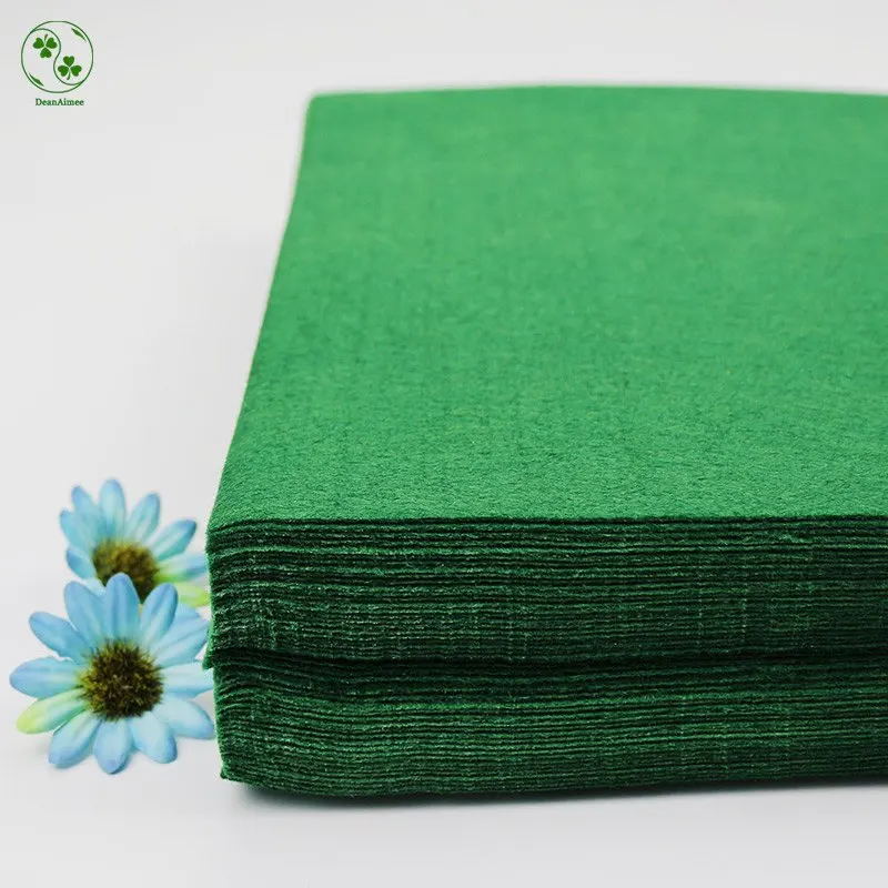 Non woven Felt Dark Green Pure Color Cloth Felts Sheet 30X30CM Handmade