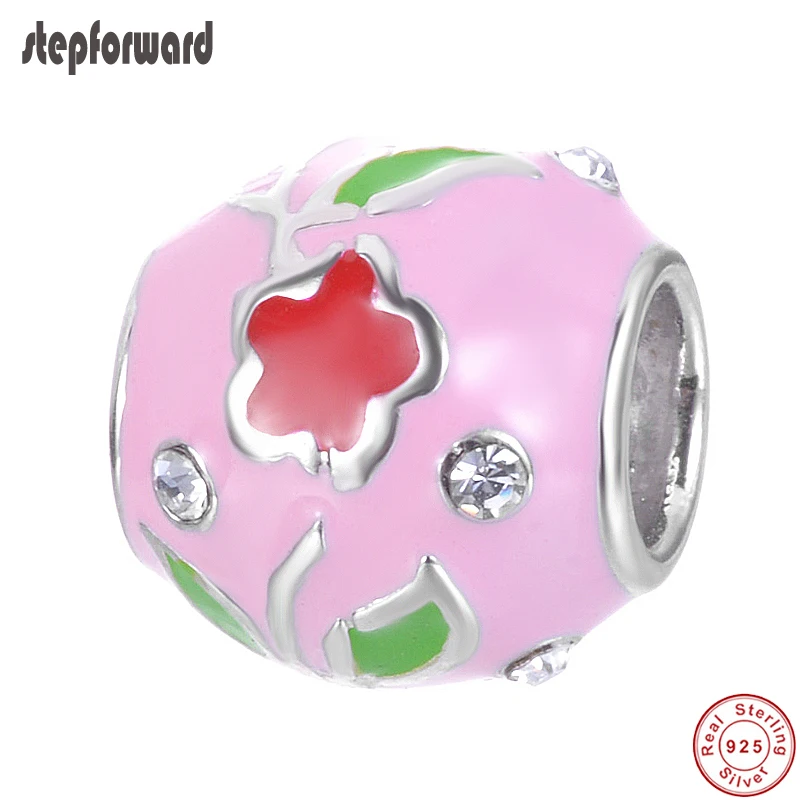 Trendy 925 Sterling Silver Flowers And Plants Pattern Charm Top Quality Beautiful Enamel Beads For Jewelry Making DIY | Украшения и