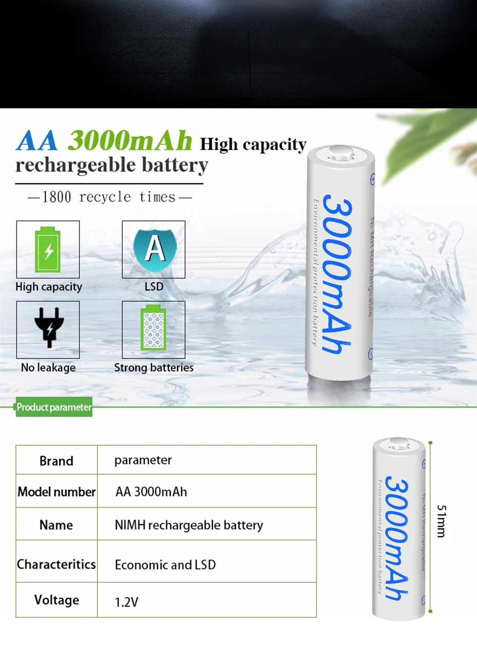 4 шт 3000mAh Ni-MH AA аккумулятор 1,2 V 2A AA перезаряжаемые батареи Предварительно заряженный аккумулятор для камеры+ USB lcd умный AA зарядное устройство