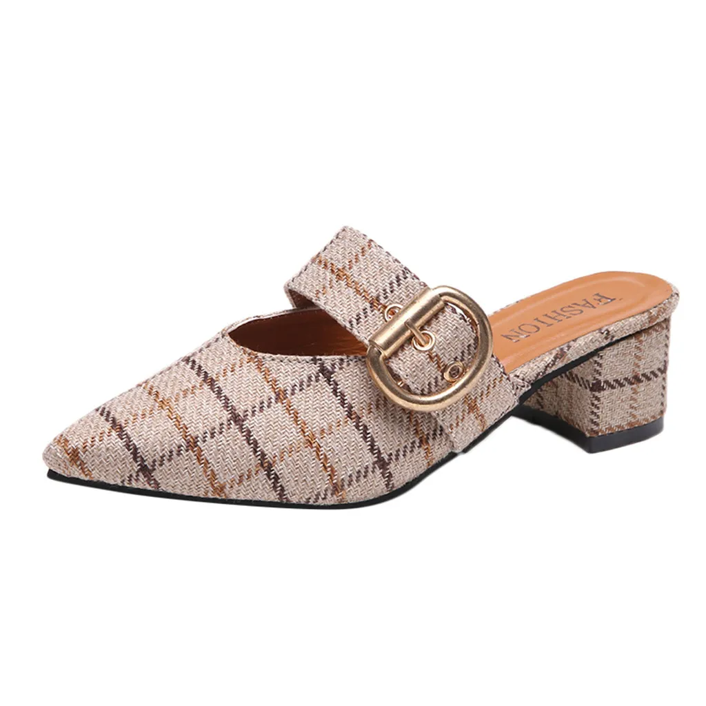 

SAGACE Women's Pointed Leisure Thick Heel Slippers Fashion Wild Mid-Heel Sandals Sexy High Quality Outsid Ladies Shoes 2019