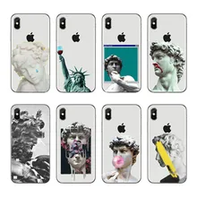 Estatua romana glitch art Medusa vintage cubierta del teléfono para Iphone 7 8 Plus XS XR11Pro MAX Funda Coque caso Suave de silicona