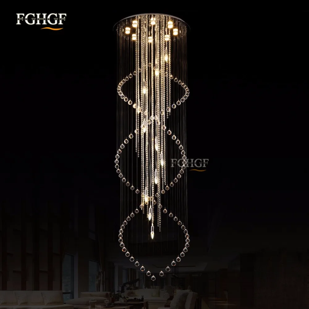 Modern Large Crystal Chandelier Spiral Long Stair Lighting Fixture Luxury Lustres Chandeliers Lighting for Foyer Hotel Villa (1)