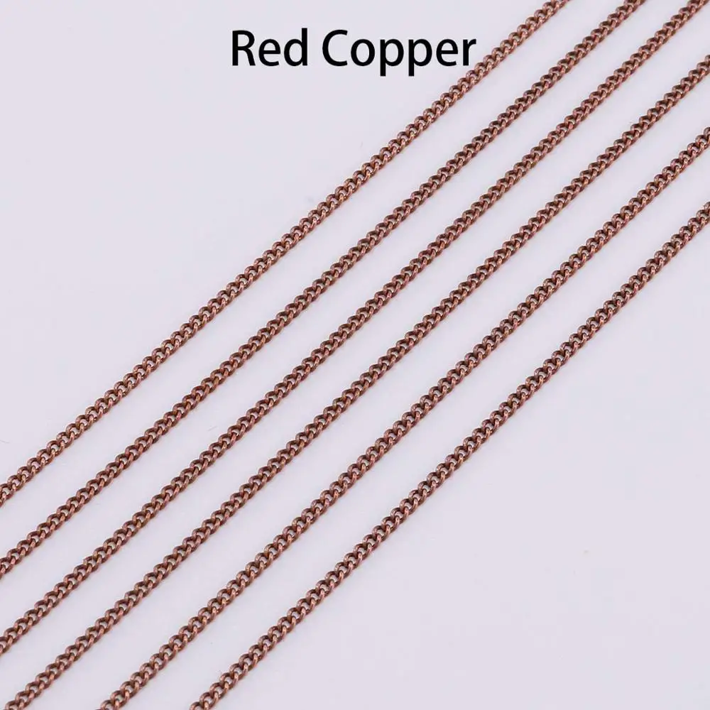 5 м/лот 1,3-2,5 мм позолоченное Серебрянное ожерелье с застежкой и подвеской цепочка для изготовления ювелирных изделий DIY фурнитура запас аксессуары - Цвет: Red Copper