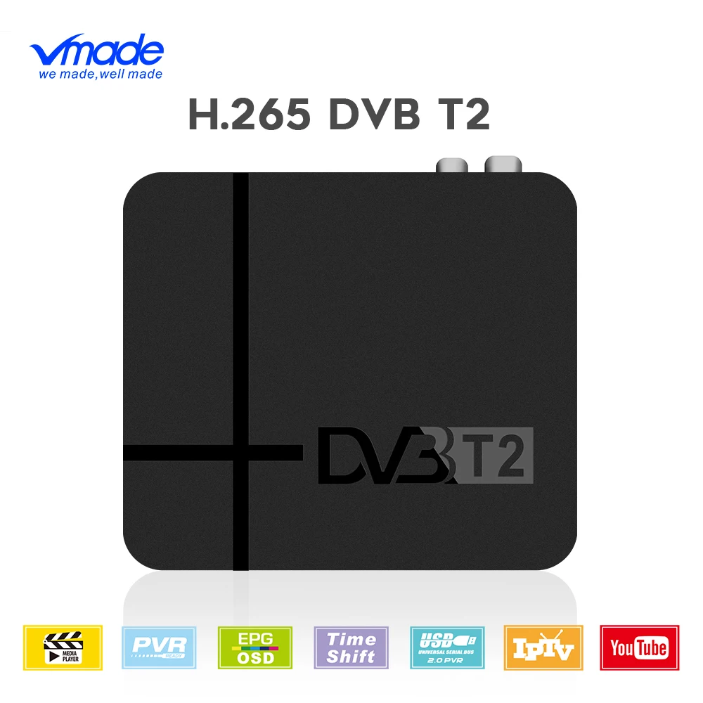 Vmade новая модель dvb t2 k2 tv box H.265 MPEG-4 встроенный RJ45 LAN DVB T2 ТВ-тюнер Поддержка youtube IP HD