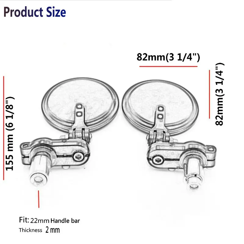 Мотоциклетные Круглые Ручки Бар Конец складной мотоцикл заднего вида боковые зеркала кафе гонщик зеркала 7/8"