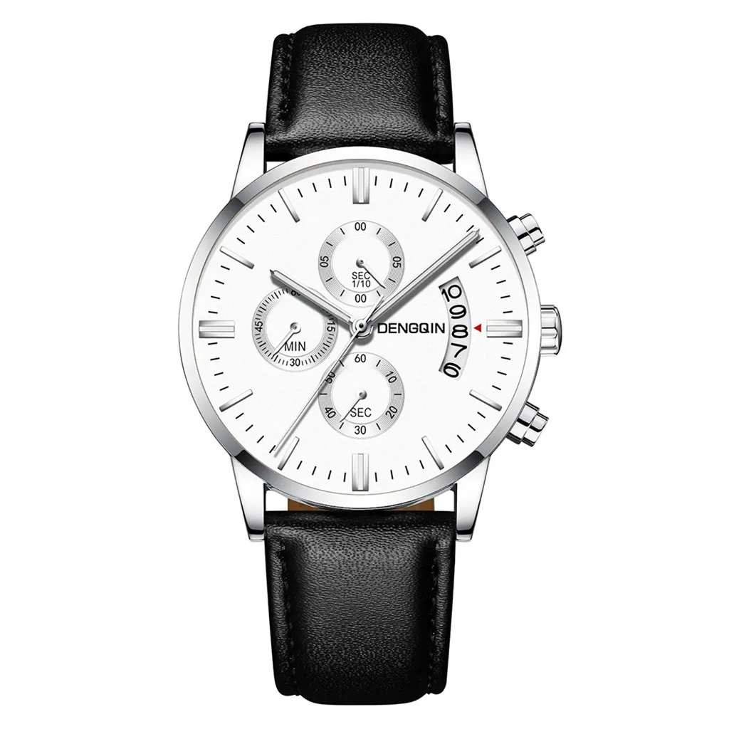 Роскошные высококачественные мужские часы relogio masculino, кварцевые часы из нержавеющей стали с кожаным ремешком, деловые наручные часы saat - Цвет: P