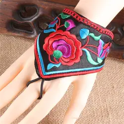 Этнические ветер вышивка цветок перчатки без пальцев Модные Джокер браслет украшения для танцоров для женщин 04