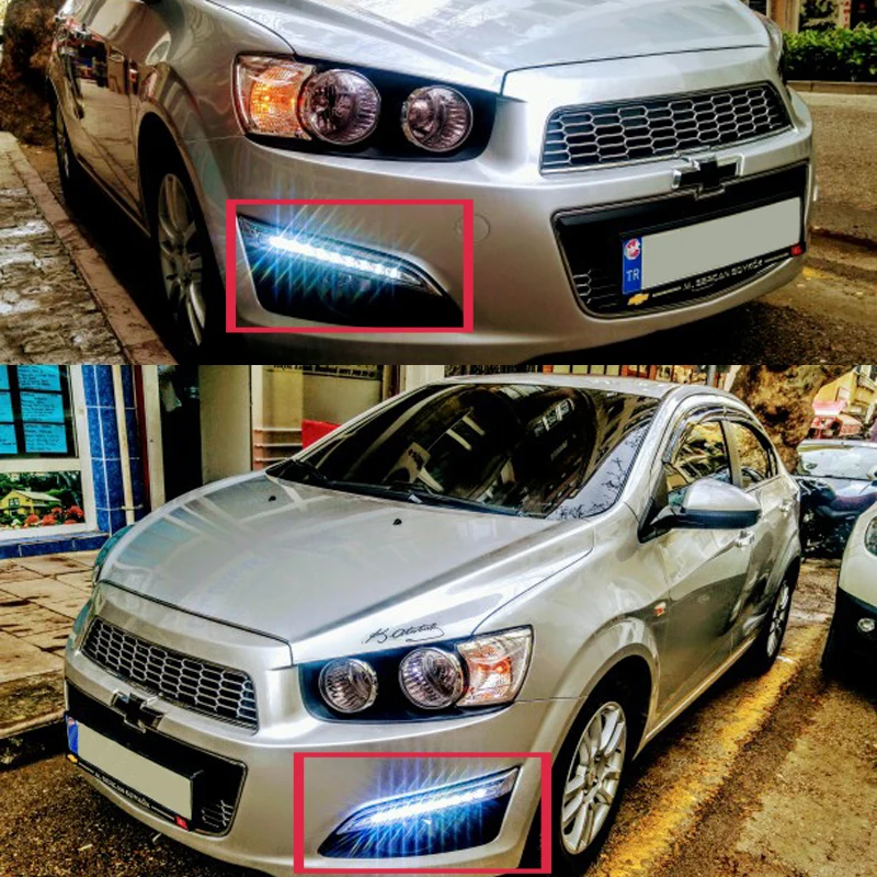 2 шт. Автомобильный светодиодный DRL для Chevrolet AVEO sonic 2011 2012 2013 дневные ходовые огни фары дневного света 12 В противотуманные фары