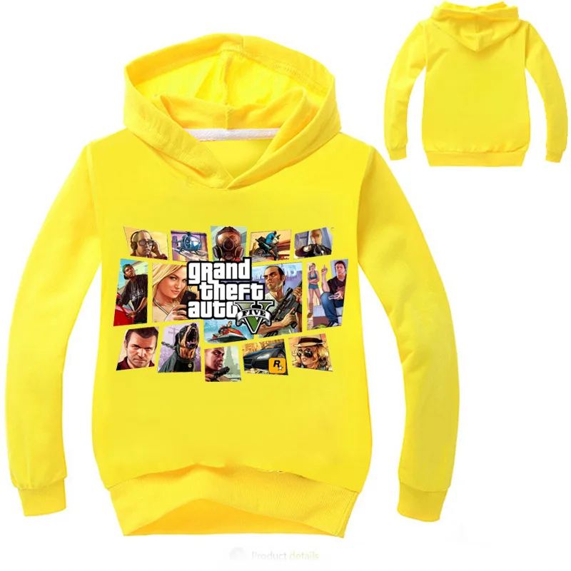 Детская футболка; одежда для игр GTA 5; футболка с капюшоном с принтом «Grand Theft Auto»; свитшот с длинными рукавами; топы; футболки; одежда