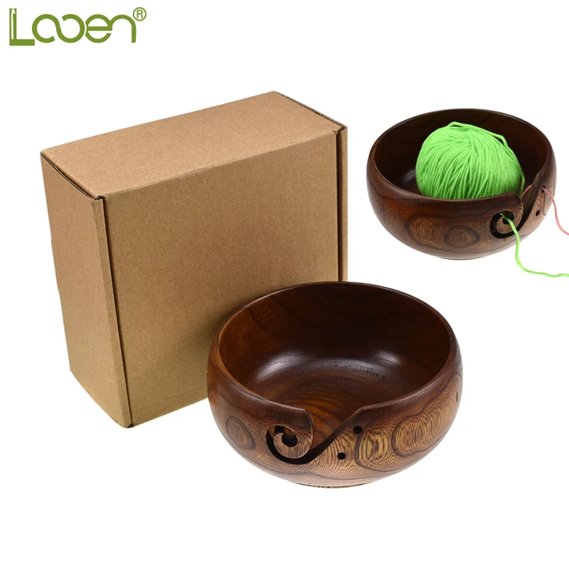 

Looen Wooden Yarn Bowl Holder Knitting Bowl With Box Holes Storage Crochet Yarn Holder Bowl Perfect For Sewing Supplies