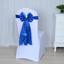 Королевский синий цвет свадебные стул кушак длинный хвост Свадьба Бабочка галстук-бабочка лайкра Группа стрейч галстук-бабочка лентой для свадьбы распродажа
