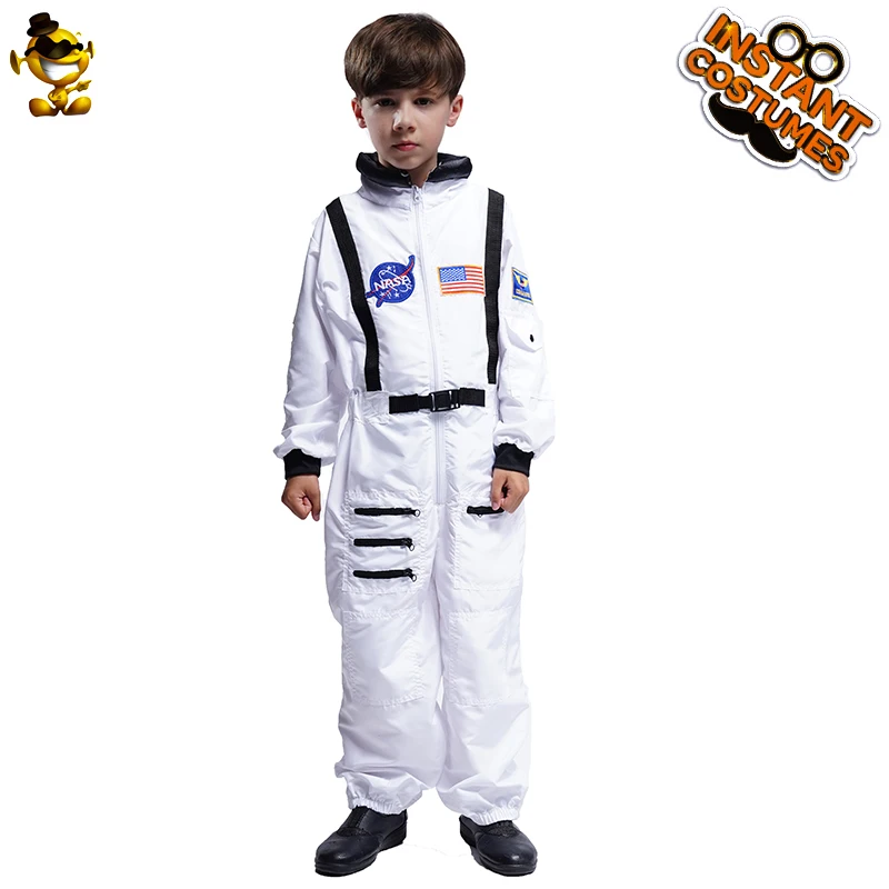 Детский костюм на Хэллоуин, белый комбинезон с космонавтом, Детские вечерние костюмы для мальчиков