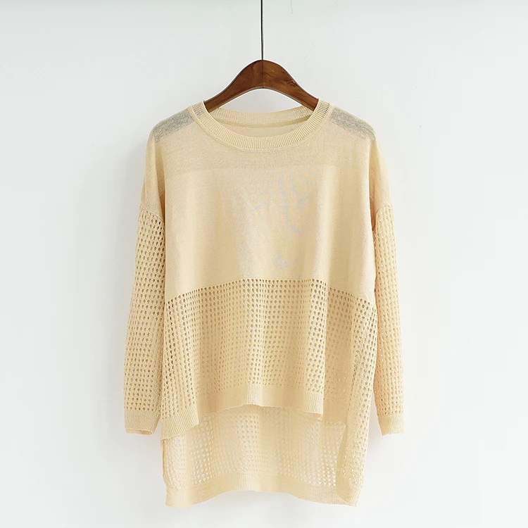 

GreMilSo Women's Long Sleeve Crochet knitted sweater 2019 Summer Female Hollow Out Sweater Ladies Loose Jumper Tops Knitwear