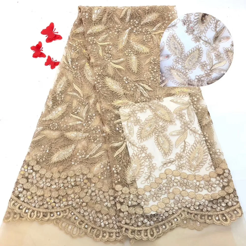 

2019 New style French tulle lace fabric African tulle mesh lace with sequins high quality african lace fabrics for wedding