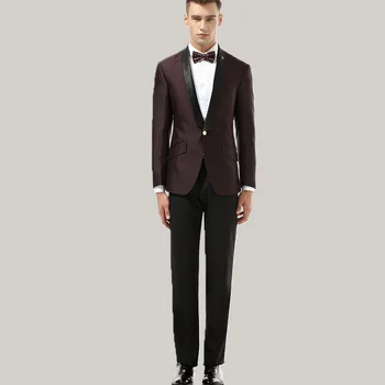 

Formal Wedding Suit Groom Tuxedos Tailor-Made Suit 2 Pieces (Jacket+Pants) Skinny Shawl Collar Single Breasted Men Suits 2018