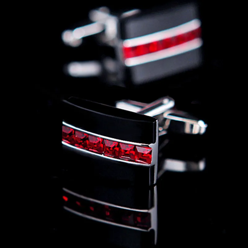 

Red Crystal cufflink High Quality abotoaduras shirt cufflink for mens gift Brand cuff button