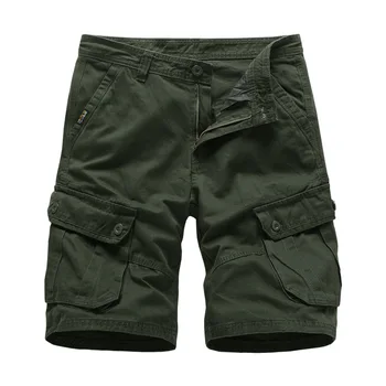 

Men's Pure Cotton Cargo Shorts Multiple Pockets Solid Color Cargo Short Casual 2019 Male Safari Style Classical Big Size Shorts