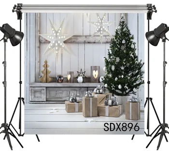 

LB Polyester & Vinyl Christmas Tree Gifts White hexagonal decorative lights Child Photography Photo Background Studio Backdrop
