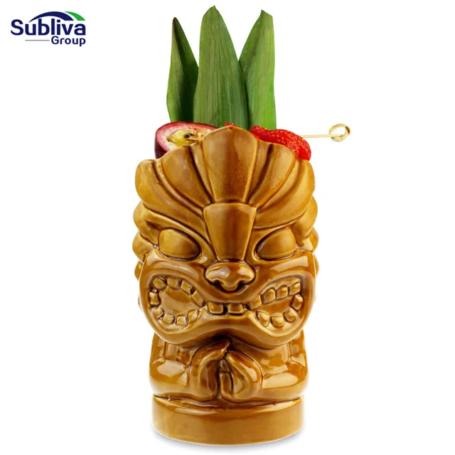 

850ml Hawaii Tiki Mugs Cocktail Cup Beer Beverage Mug Wine Mug Ceramic Easter Islander Tiki Mug Bar Tool