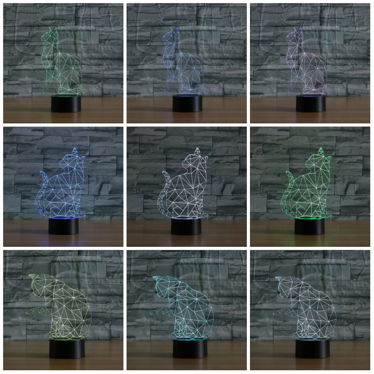 

Custom Made 3D Lamp Bulb Optical Illusion Cat Animal 7 Colors Changing Night Lights USB Table Lamp Bedside Night Light IY803235