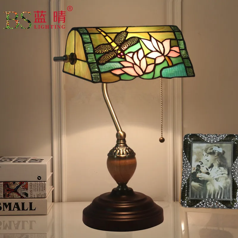 Antique Nordic Art Deco Turkish Mosaic Rustic Stained Glass Red Bedroom Bedside Desk office Table Lamp Light For Living Bed Room