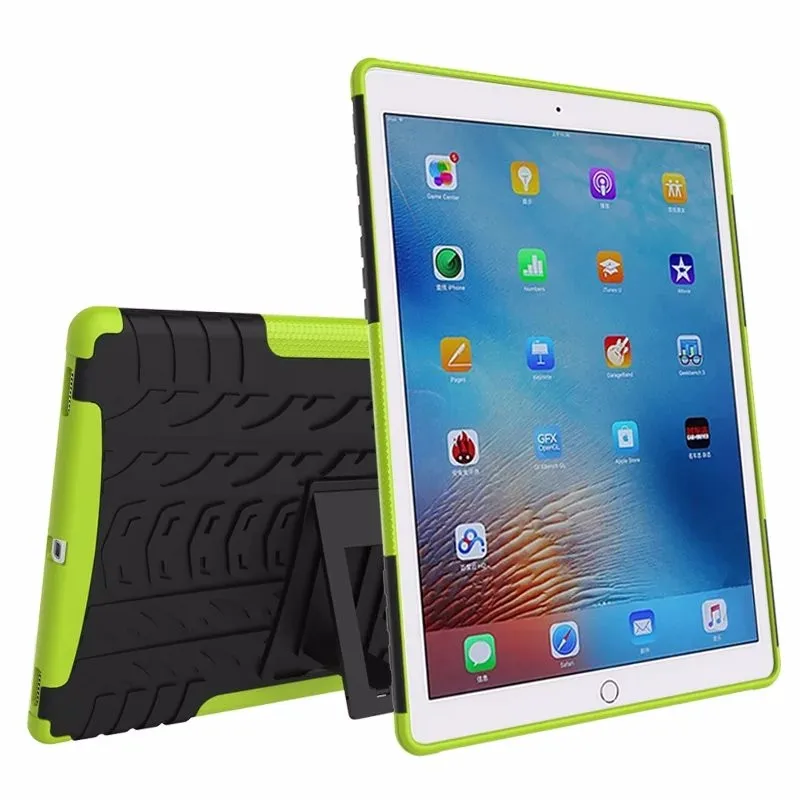 Чехол для Apple IPad Pro 9,7 A1673 A1674 A1675 Подставка для планшета бронированный Чехол ударопрочный сверхмощный детский безопасный Чехол+ подарок - Цвет: Зеленый