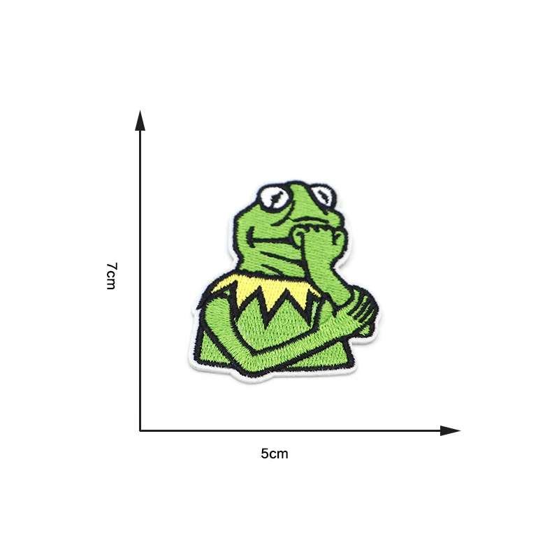 Cartoon Anime Kermit the Frog Embroidery Patch Iron On Patches For Clothes DIY Accessory Bag Applique Armband Book Stickers S34