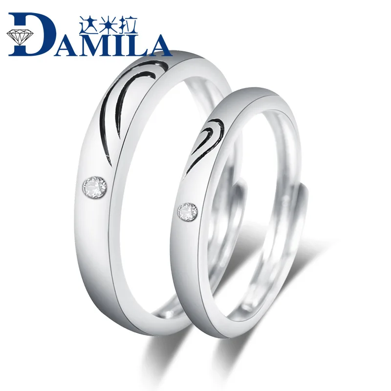 1 пара 925 пробы серебро Открытые Кольца для Для женщин Для мужчин регулируемый кольца пара для любовника S925 серебряные ювелирные изделия