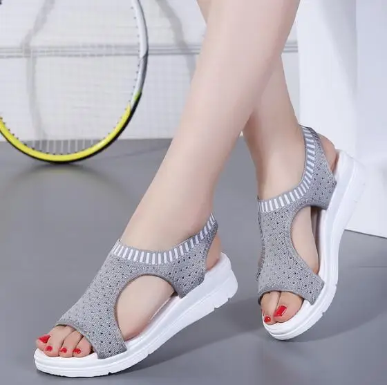 Новая модная женская обувь на плоской подошве дышащая удобная женская прогулочная обувь для шоппинга Летние босоножки на платформе женская обувь* 146