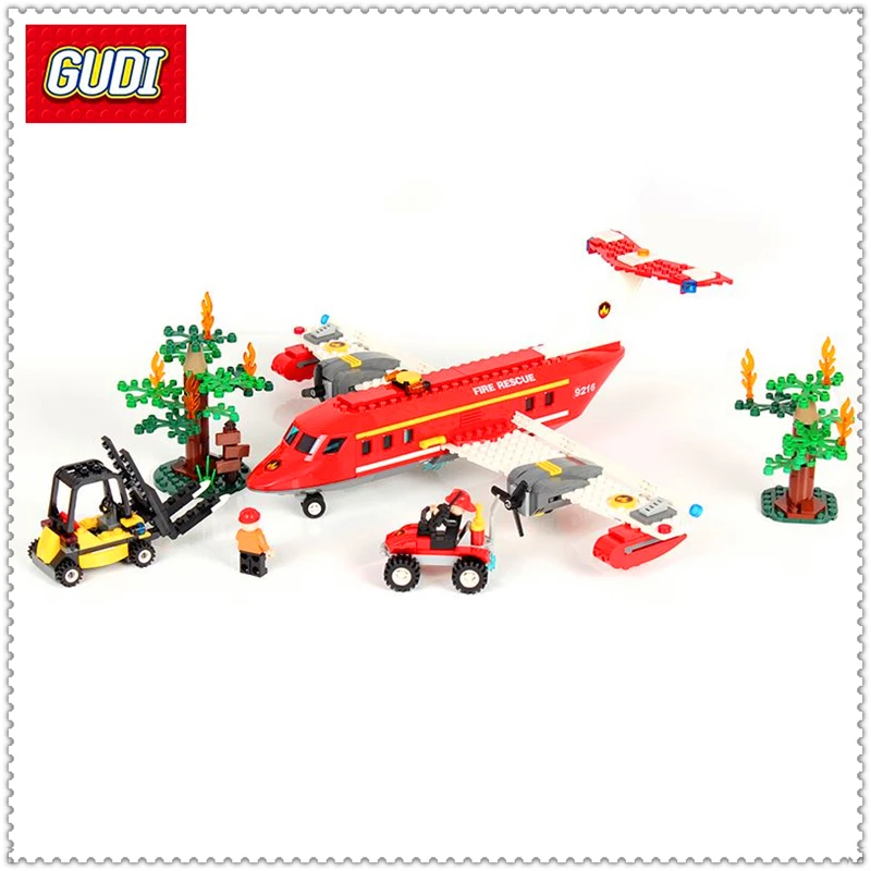 

GUDI 9216 522Pcs Fire Forces Special Firefighting Aircraft Building Block Educational Toys For Children Compatible Legoe