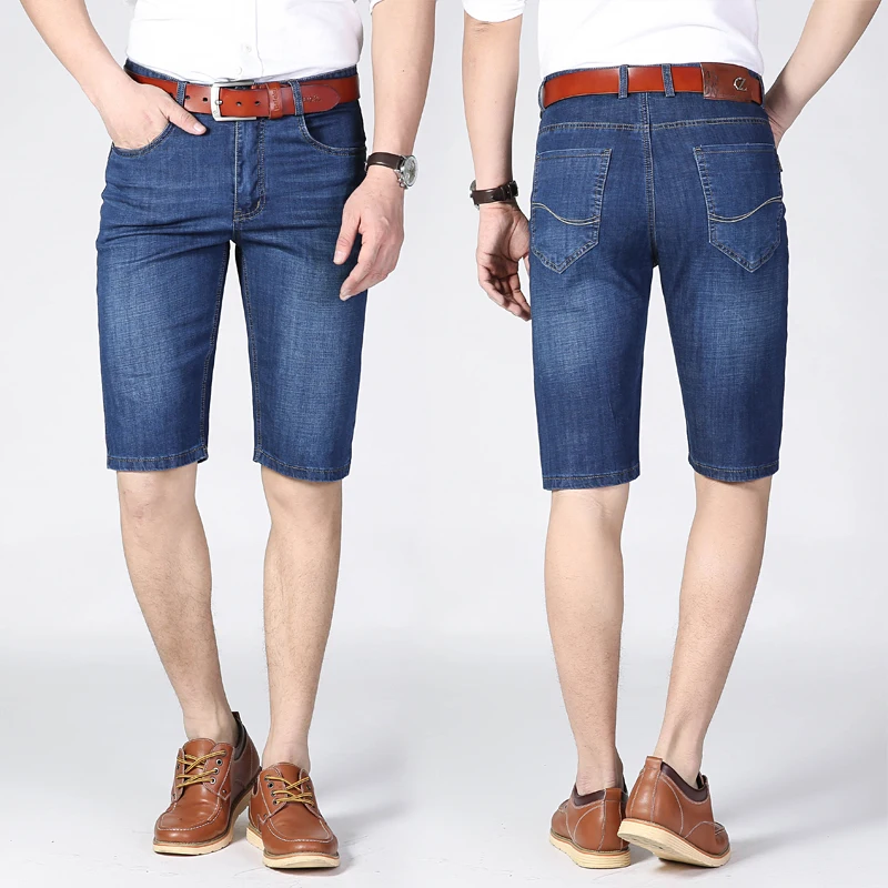 Classic Denim Shorts Men 2019 New Fashion Business Elasticity Slim Fit Casual Short Jeans Blue Black Male Brand Classic Denim Shorts Men 2019 New Fashion Business Elasticity Slim Fit Casual Short Jeans Blue Black Male Brand