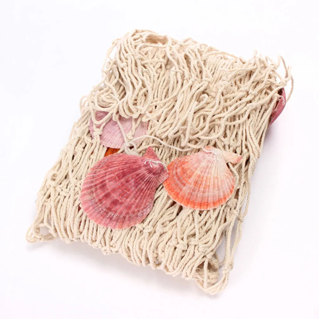 2x4M Nautical Fishing Net Shell Photo Prop Beach Scene DIY Party Decor Beige