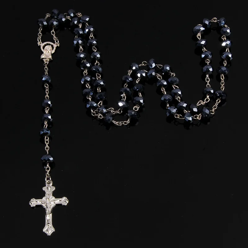 6X8 мм хрустальные четки ожерелье, модное классическое Хрустальное розовое ожерелье святого католического молитвенного ожерелья. Женские Ювелирные изделия